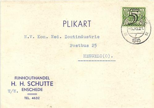 Fijnhouthandel H.H. Schutte, Enschede - 11.1940 - plikart, Postzegels en Munten, Brieven en Enveloppen | Nederland, Briefkaart