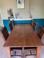 Eetkamerset massief hout 6 stoelen, Huis en Inrichting, Ophalen, Gebruikt, 200 cm of meer, 50 tot 100 cm