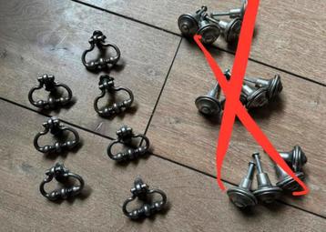 Set van 7 handgrepen oud zilver keuken kastjes beschikbaar voor biedingen