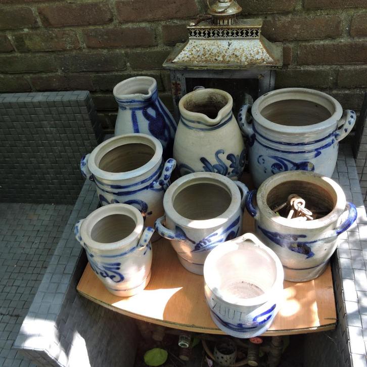 Oude Keulse potten kannen antiek blauw grijs aardewerk, Antiek en Kunst, Antiek | Keramiek en Aardewerk, Ophalen of Verzenden