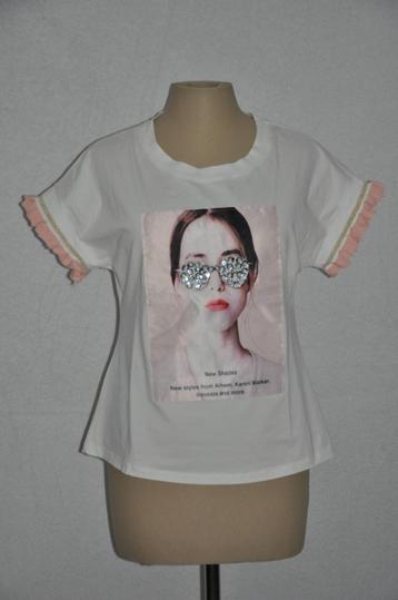 t-shirt s,m, shk paris tshirt 36, 38 nieuw, top s, m