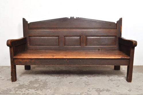 Antieke Spaanse houten bank 1850 Spanish primitive bench, Huis en Inrichting, Banken | Bankstellen, Gebruikt, Ophalen of Verzenden