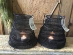 NIEUW zwart metalen gazen windlichten lantaarns, Huis en Inrichting, Woonaccessoires | Kandelaars en Kaarsen, Ophalen of Verzenden