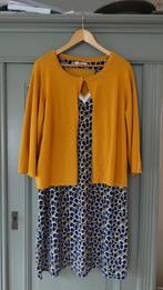 Paprika 2-delige set: vest + jurk, maat 48/50 blauw/wit/geel, Maat 46/48 (XL) of groter, Zo goed als nieuw, Paprika, Onder de knie