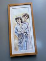 Aquarel van twee kinderen. Jaren 60, Antiek en Kunst, Ophalen of Verzenden