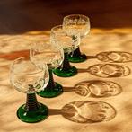 6 stuks Vintage Roemer Moezel – Wijnglazen met Groene geribb, Ophalen of Verzenden