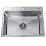 Spoelbak met kraangat | 59x44x20cm | Zilver | RVS | Wasbak, Overige kleuren, Statenweg 34A, 5428 GG, Venhorst, Noord-Brabant, Nederland