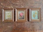 Set van 3 Olieverfschilderijtjes/Schilderij/Bloemendecor, Ophalen of Verzenden
