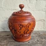 Vintage houtsnijwerk pot, Ophalen of Verzenden