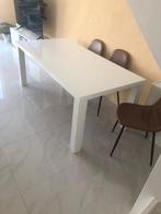 Eettafel+Salontafel hoogglans wit met beiden een glasplaat, Huis en Inrichting, Tafels | Eettafels, Gebruikt, Ophalen