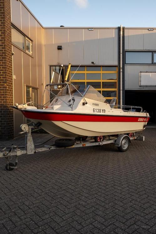 nette Orka 460 (visserboot) set, 60 Pk Yamaha + Pega trailer, Watersport en Boten, Vis- en Consoleboten, Gebruikt, 50 tot 70 pk