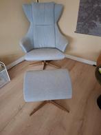 Fauteuil met hocker – blauw/grijs – draaibaar & verstelbaar, Huis en Inrichting, Fauteuils, Gebruikt, Minder dan 75 cm, Modern/tijdloos