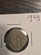Zeldzame 5 Cent 1929, Ophalen of Verzenden, Koningin Wilhelmina, 5 cent, Losse munt