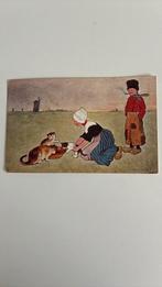 Op het land.Boer rookt pijp, boerin met 3 poezen.molen, Verzenden, Voor 1920, Overige thema's