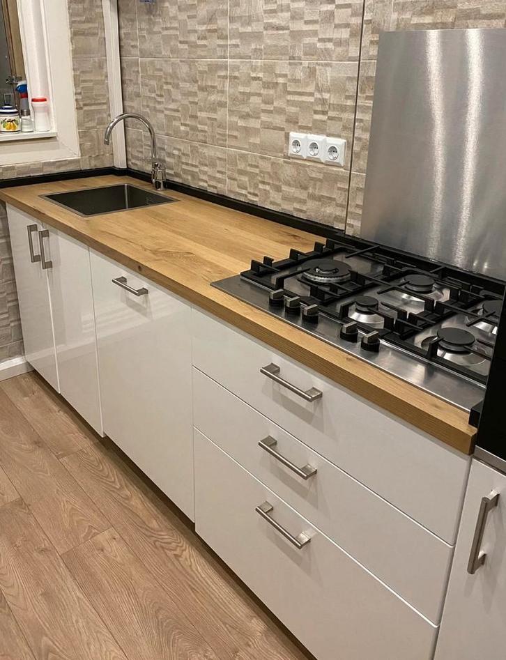 Eiken werkbladen, aanrecht bladen 240x64x4 cm, eiken keuken, Huis en Inrichting, Keuken | Keukenbenodigdheden, Nieuw, Ophalen