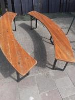 Bier tafel banken ovaal, Ophalen of Verzenden, Vijf personen of meer, Ovaal, 100 tot 150 cm