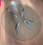 Nieuwstaat, Rolf Benz glazen salon tafel, zilver, Ophalen, 100 tot 150 cm, 50 tot 100 cm, Zo goed als nieuw