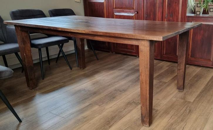 Robuuste eettafel 100x190, Huis en Inrichting, Tafels | Eettafels, Gebruikt, 50 tot 100 cm, Rechthoekig, Ophalen