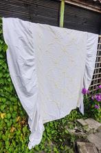 nostalgische witte vintage Cheniille sprei - gele reliefjes, Ophalen of Verzenden, Tweepersoons, Wit, Overige typen