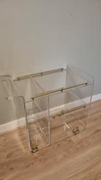 Vintage Plexiglas Thee Wagen - Goud Accent- Goede Staat, Huis en Inrichting, Tafels | Salontafels, Ophalen, Minder dan 50 cm, 50 tot 100 cm