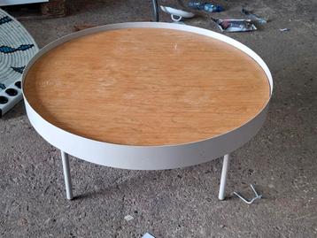 Ronde salontafel wit metaal/hout beschikbaar voor biedingen