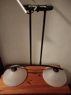 Hanglamp met 2 glazen schalen, Huis en Inrichting, Lampen | Hanglampen, Ophalen, Gebruikt, 50 tot 75 cm, Glas