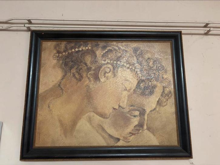 Prachtig klassiek schilderij – Twee gezichten, Antiek en Kunst, Kunst | Tekeningen en Foto's, Ophalen