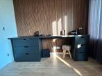 ZGAN bureau met opbergkasten 240x47 cm zwarteiken, Verzenden, Zo goed als nieuw