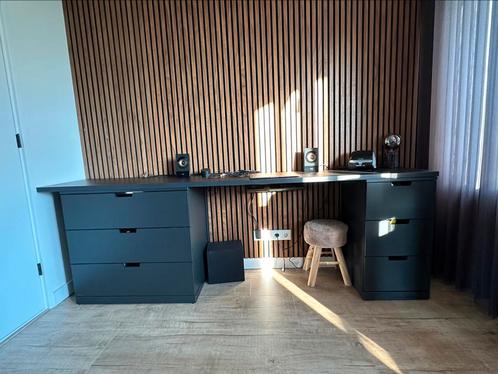 ZGAN bureau met opbergkasten 240x47 cm zwarteiken, Huis en Inrichting, Bureaus, Zo goed als nieuw, Verzenden
