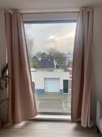 Complete set | 8 roze gordijnen verduisterend | 2 RVS roedes, Ophalen, Overige kleuren, 200 cm of meer, Zo goed als nieuw