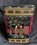Groot oud vintage blik Japans decor, geisha, kraanvogels, Verzamelen, Blikken, Ophalen of Verzenden, Gebruikt, Overige, Overige merken