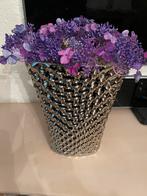 Zilver vaas aardewerk met lila bloemen, Steen, Overige kleuren, Nieuw, Ophalen of Verzenden