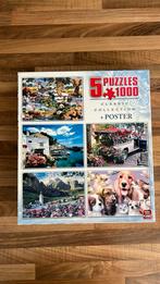 5 puzzels à 1000 stukjes met poster., Hobby en Vrije tijd, Denksport en Puzzels, Ophalen, Gebruikt