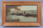 Jan Simon Knikker Sr. - Vissers in de polder, Antiek en Kunst, Kunst | Schilderijen | Klassiek, Ophalen of Verzenden