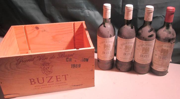4x Baron d'Ardeuil - Buzet - 1987, Verzamelen, Wijnen, Zo goed als nieuw, Rode wijn, Frankrijk, Vol, Ophalen of Verzenden