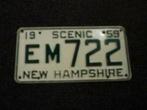 Kentekenplaat licenseplate New Hampshire 1959 USA, Verzamelen, Automerken, Motoren en Formule 1, Auto's, Gebruikt, Ophalen of Verzenden