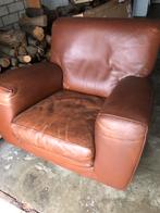 Stoere bruine leren fauteuil - Papendrecht, Ophalen, Gebruikt, 75 tot 100 cm, Leer