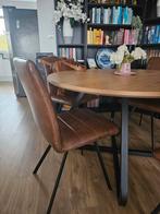 4x Bruine pu-leren eetkamerstoel, Huis en Inrichting, Stoelen, Ophalen, Overige materialen, Gebruikt, Bruin