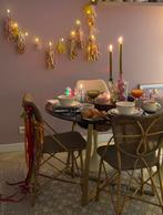 Glazen Ronde Eettafel met Messing Poten, Huis en Inrichting, Tafels | Eettafels, Ophalen, Gebruikt, 100 tot 150 cm, Rond