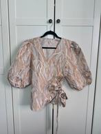 Pofmouwen topje jacquard stof maat M overslag, Maat 38/40 (M), Ophalen of Verzenden, Zo goed als nieuw, Roze