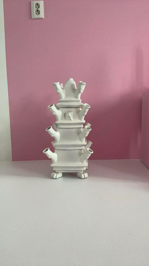 Tulpenvaas, Huis en Inrichting, Woonaccessoires | Vazen, Zo goed als nieuw, Wit, Minder dan 50 cm, Ophalen