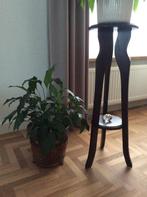 Grote houten antieke bloempot (koper-afwerking), Tuin en Terras, Bloembakken en Plantenbakken, Gebruikt, Minder dan 30 cm, Rond