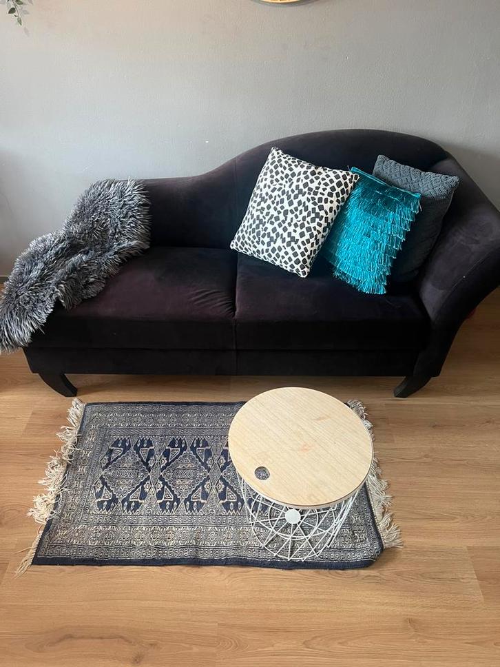 Zwart velvet bankje – 150x80x80 cm – stijlvol & comfortabel, Huis en Inrichting, Banken | Sofa's en Chaises Longues, Zo goed als nieuw