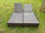 Twee rotan ligbedden, Tuin en Terras, Ligbedden, Ophalen of Verzenden, Gebruikt, Rotan, Verstelbaar