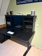 IKEA Bureau Zwart met Verstelbaar Blad, Inclusief Opzetstuk, Ophalen, Zo goed als nieuw