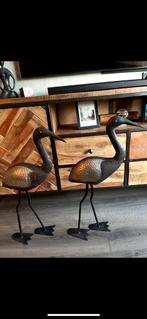 2x hand gemaakte Manvi vogels van hout en metaal, Ophalen