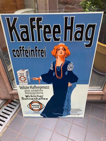 Reclamebord metaal Kaffee Hag, pefecte conditie! beschikbaar voor biedingen