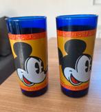 Disney Mickey Mouse 2 longdrink glazen blauw glas vintage, Ophalen of Verzenden, Mickey Mouse, Zo goed als nieuw, Servies