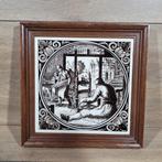 Vintage ingelijste Jan Luyken bruine tegel "de stoelenmaker", Antiek en Kunst, Ophalen of Verzenden