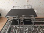 Eettafel met 4 stoelen - Zwart/Zilver, Ophalen of Verzenden, Zo goed als nieuw, Modern, 4 tot 6 stoelen